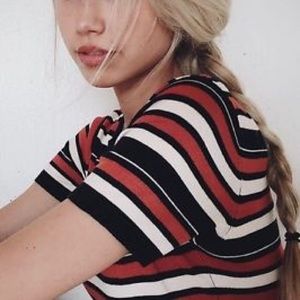 Orange, White & Navy Striped T-Shirt